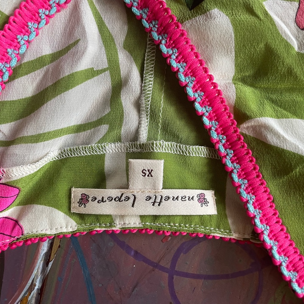 Nanette Lepore Green and Pink Bikini Top